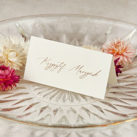 Winietki ślubne na stoły z motywem kwiatów - Lily Ecru